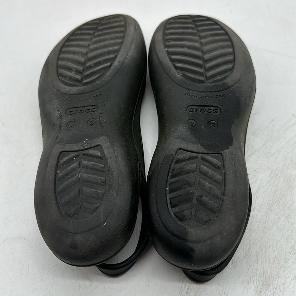 CROCS Black Peep Toe Sling Back Flat Sandal Size 9 CR5483 - Picture 7 of 9